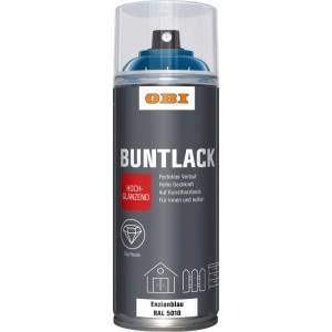 Spray di vernice OBI, blu genziana, lucido, bomboletta da 400 ml.