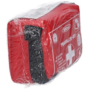 Wundmed Kit di pronto soccorso Traveller, 32 pezzi, borsa rossa con croce bianca, ideale per il viaggio.
