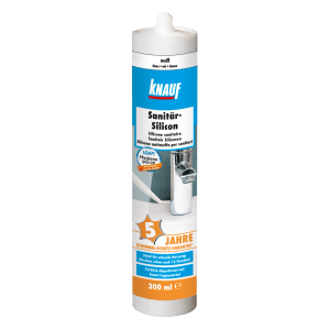 Silicone sanitario Knauf, bianco, cartuccia da 300ml per bagno e cucina, resistente alla muffa.
