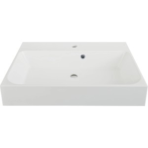Lavabo AquaSu cuVa, 60 cm, blanc, en fonte minérale, pour salle de bain ou WC invités.