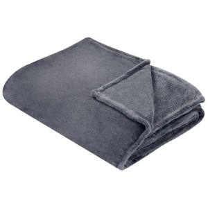 Coperta in pile grigia Beliani Bayburt in poliestere, 150x200 cm. Plaid morbido per divano o letto.