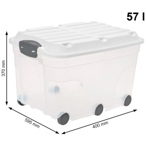 Rotho Aufbewahrungsbox Roller 6, 57L, Mistletoe Green, mit Rollen und Deckel.
