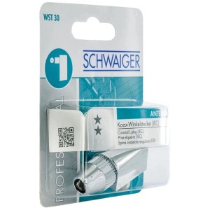 Connecteur coudé IEC chromé Schwaiger pour antenne.