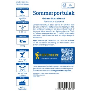 Sachet de graines de pourpier d'été Kiepenkerl, graines de légumes pour emplacements ensoleillés.