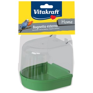 Vitakraft vasca da bagno per uccelli da esterno, casetta da bagno verde per montaggio su gabbia.