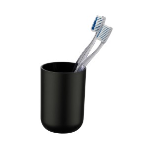 Portaspazzolino nero Wenko Brasil con due spazzolini da denti.