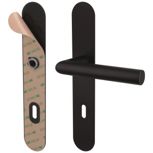 Alpertec Langschildgarnitur Simply Stick, Edelstahl schwarz, Buntbart, einfache Montage.