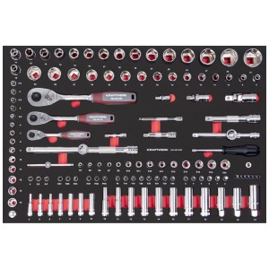 Insert d'outils Kraftwerk pour servante d'atelier avec cliquets, douilles et embouts.