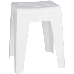 Tabouret de bain blanc en plastique Kumba de Wenko, idéal pour salle de bain et WC.