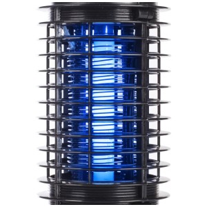 Lampada antizanzare Tristar 4W con luce UV blu dietro una griglia di protezione nera.