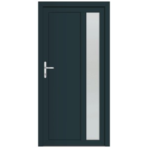 Porte multi-usage Roro Midland, gauche, blanc/anthracite, avec insert en verre. Porte d'entrée secondaire.