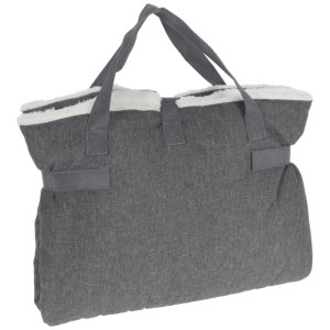 Tappetino pieghevole per animali domestici in poliestere grigio con manici, 60x80 cm. Ideale come letto o cuscino per gatti.