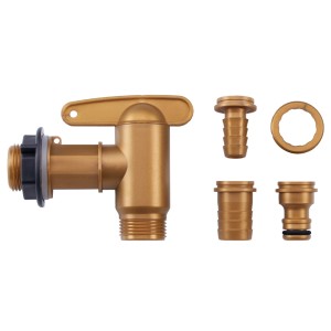Garantia Set rubinetto Aqua Quick, 4 pezzi, effetto ottone con adattatori per serbatoi.