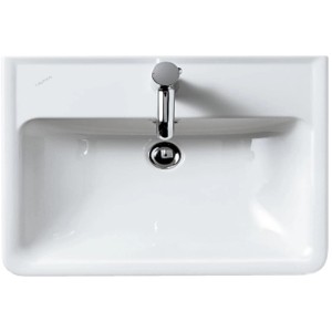 Lavabo bianco Laufen Pro A, 60 cm, vista dall'alto con rubinetteria.