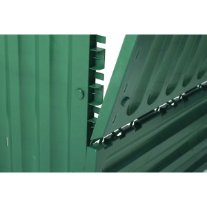 Dettaglio del compostatore verde Garantia Comfort Eco-King 400 l, focus sui connettori.