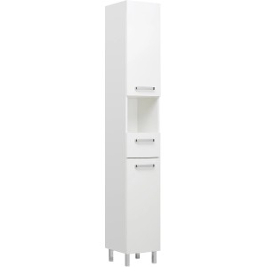 Armoire haute de salle de bain Pelipal Quickset 312 blanche, 30 cm de large, avec tiroir et niche ouverte.