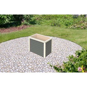 Aiuola rialzata Karibu, 98x65 cm, legno grigio terra. Ideale per giardino e patio.