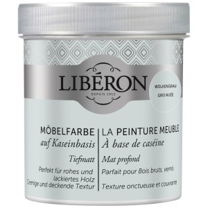 Barattolo di vernice per mobili a base di caseina Libéron, grigio nuvola, per mobili in legno.
