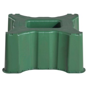 Supporto verde Garantia per serbatoio acqua piovana quadrato da 300 l per un facile prelievo dell'acqua.