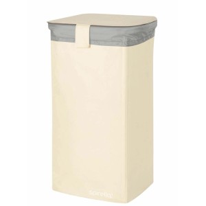 Cesto portabiancheria bianco XXL con coperchio e fodera interna removibile, capacità 75 litri.