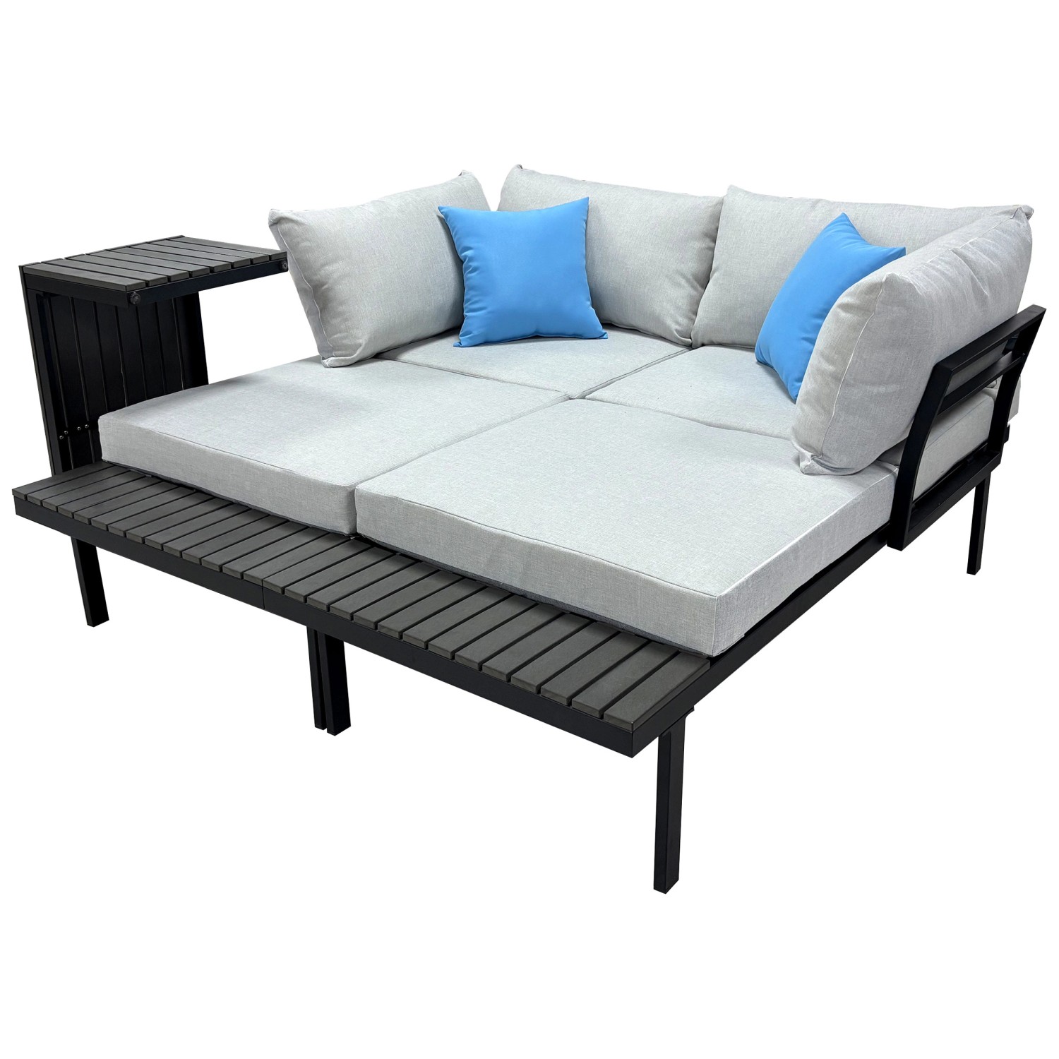 Set Samoa 5 Pezzi Antracite - Tavolo E Panchine Per Esterno In Polipropilene - Foto 4