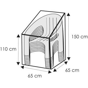Copertura trasparente in tessuto PE per 6 sedie impilabili con dimensioni.