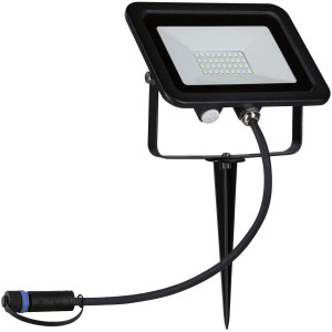 Faretto LED da esterno Paulmann nero con picchetto, 5W, luce bianca calda per illuminazione esterna.