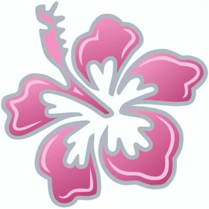 Sticker Hibiskusblüte aus PVC in Pink und Grau für Carstyling.