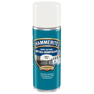 Hammerite Metall-Schutzlack Spray, Weiss matt, 400ml Dose. Rostschutz, Grundierung und Lack in einem.