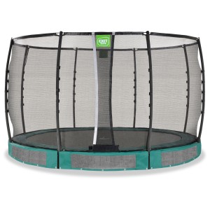 Exit Allure Premium trampolino da giardino interrato, Ø 366 cm, con rete di sicurezza. Trampolino verde e nero.