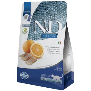 N&D Katzen-Trockenfutter Ocean Hering & Orange, 300g. Alleinfutter für ausgewachsene Katzen.