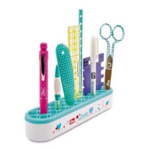 Organizzatore Prym Hold Store in silicone turchese per accessori da cucito come forbici e penne.