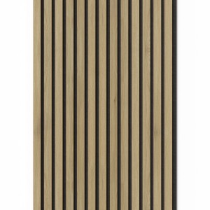 Denpanels Akustikpaneel Acu-Line Eiche dunkel mit schwarzem Filz, 260x52cm. Akustikpaneele für Wand und Decke.