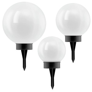 Eglo LED-Solarkugeln, 3er Set, mit Erdspieß. Gartenleuchten in verschiedenen Größen.