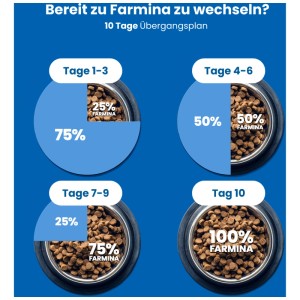 Grafica: piano di 10 giorni per passare a N&D cibo per cani. Livelli di riempimento della ciotola nel tempo.