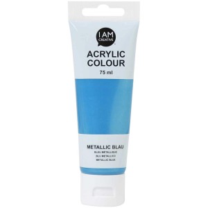 Tube I Am Creative Acrylfarbe Metallic Blau, 75 ml.