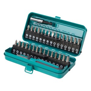 Wolfcraft Bit-Box, set da 32 pezzi in custodia metallica con inserti per viti a taglio, a croce, Torx ed esagonali.
