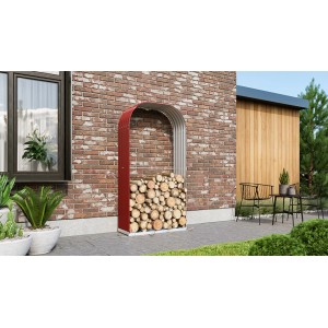 Vitavia Étagère à bois Ardor 401 haute rubis, remplie de bûches. Abri à bois résistant aux intempéries.