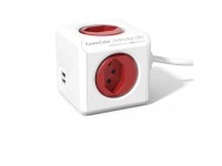 Allocacoc Steckdosenwürfel Powercube Extended T13 / USB Weiss-Rot