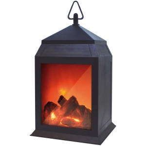 Lanterne LED Fire noire avec effet flamme pour une ambiance chaleureuse.