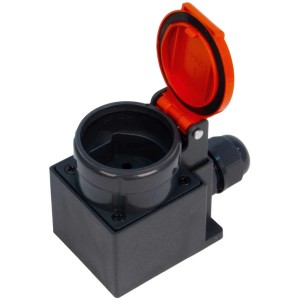 Prise en saillie Steffen T15 IP55, rouge-anthracite, pour pièces humides et extérieures.
