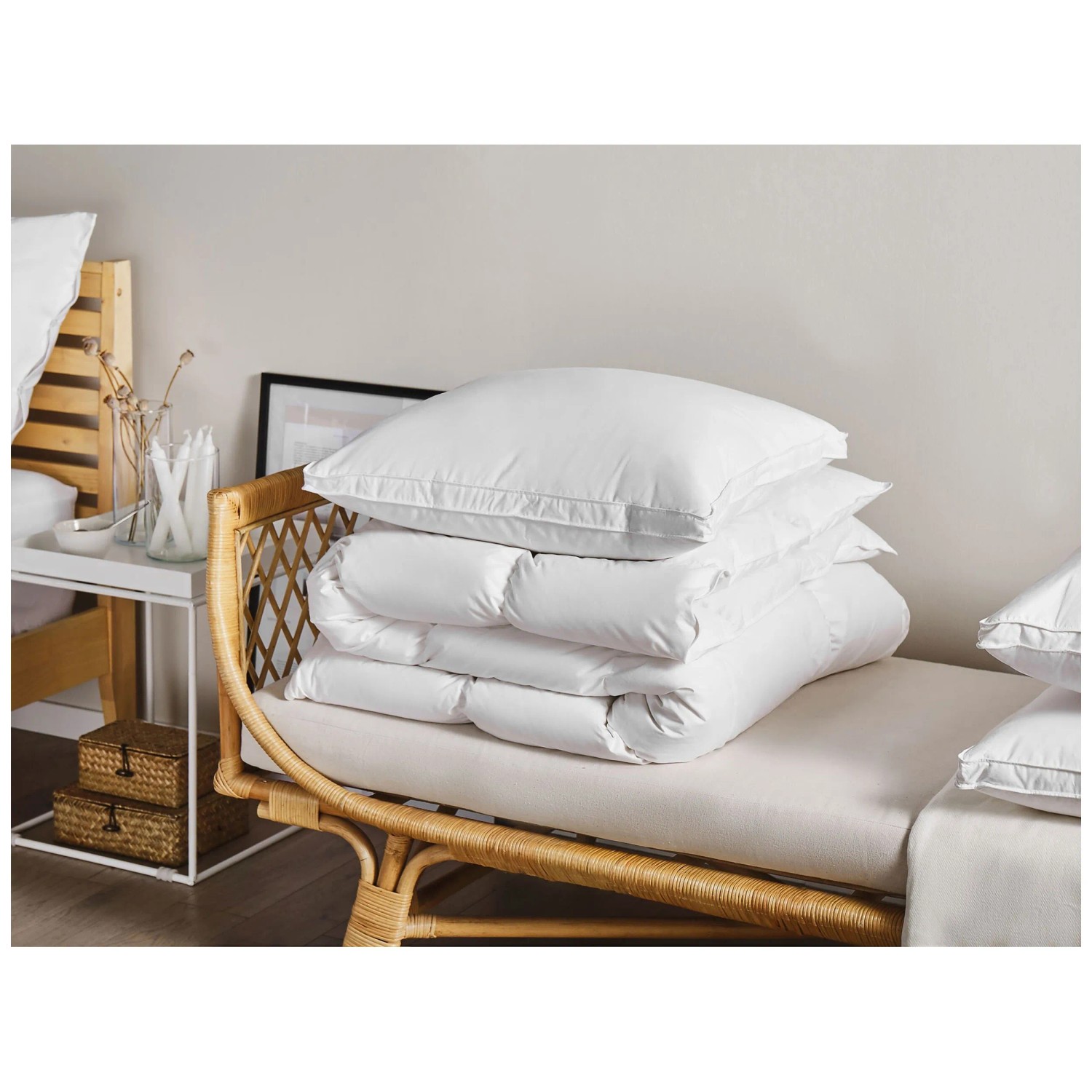 Cuscini In Piuma D'Anatra Qualità Hotel: Set Da 2 Morbidi E Traspiranti 50x70cm. Supporto Medio Per Un Sonno Ristoratore, Ideali Per Dormire Su Schiena O Fianco. Bianchi - 4