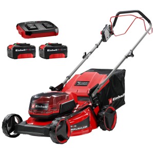 Tagliaerba a batteria Einhell GC-CM 36/46 S Li BL con batterie e caricabatterie.