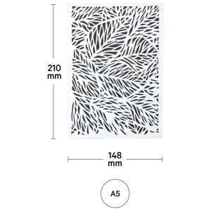 Stencil A5 I Am Creative con motivo foglie estive per lavoretti creativi.