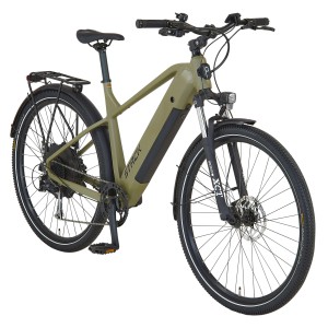 Prophete E-Bike SUV Stack 2.0 color muschio con batteria integrata e portapacchi.