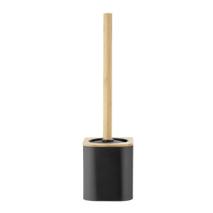 WENKO Brosse WC Bambusa Turbo-Loc® : Brosse WC murale avec éléments en bambou et récipient noir.