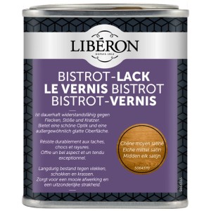 Liberon Vernis Bistrot, vernice per legno color rovere medio, finitura satinata per mobili.