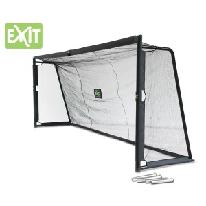 Porta da calcio in acciaio nero Exit Forza (500x200cm) con rete e set di ancoraggio.