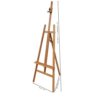 Cavalletto in bambù Pébéo Lyra, regolabile in altezza e inclinabile, ideale per interni ed esposizioni.