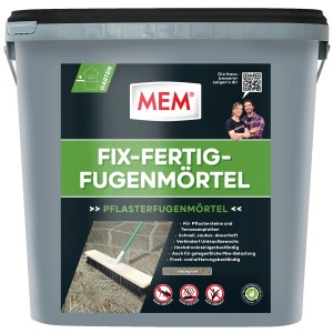 Secchio di MEM Fix-Fertig-Fugenmörtel Grigio pietra 12,5 kg per fughe di pavimentazione.